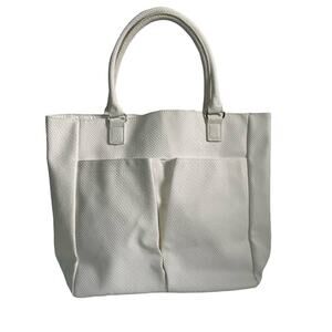 Neiman Marcus White Snakeskin Tote